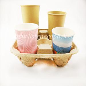 Pulp fiber 4 cup drink carrier